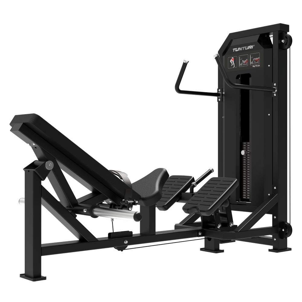 Tunturi Platinum Hip Thrust sprava za potisak kukovima s podesivom pločom i utezima do 120 kg, profesionalna teretanska oprema za jačanje gluteusa i donjeg dijela tijela